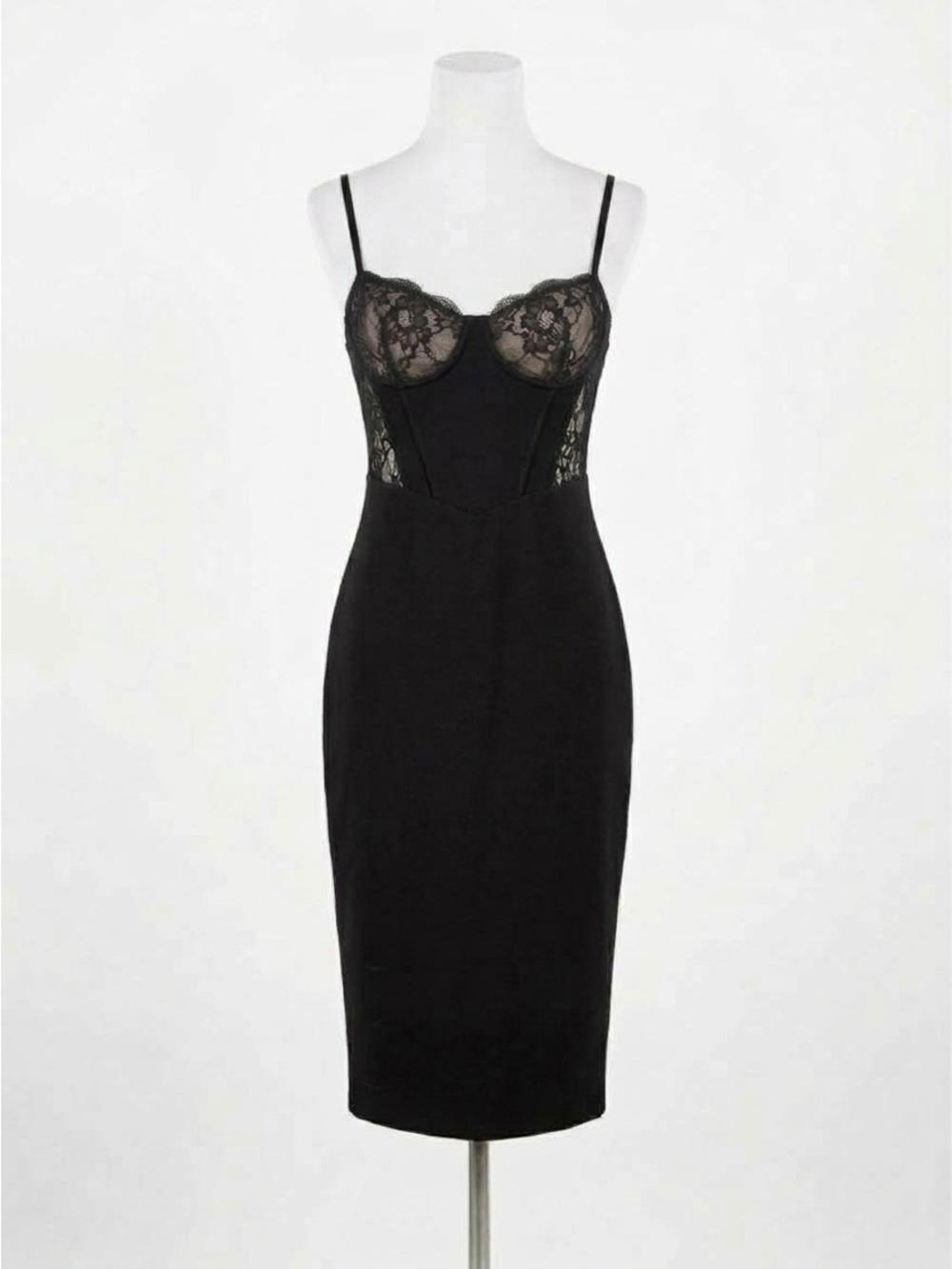NWT Zara Black Lace Corset Bustier Midi Dress Sexy Vampy Date Night